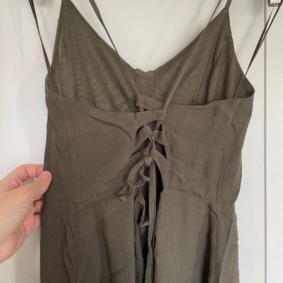 olive green midi dress with tie-up back - Picture 7 of 7